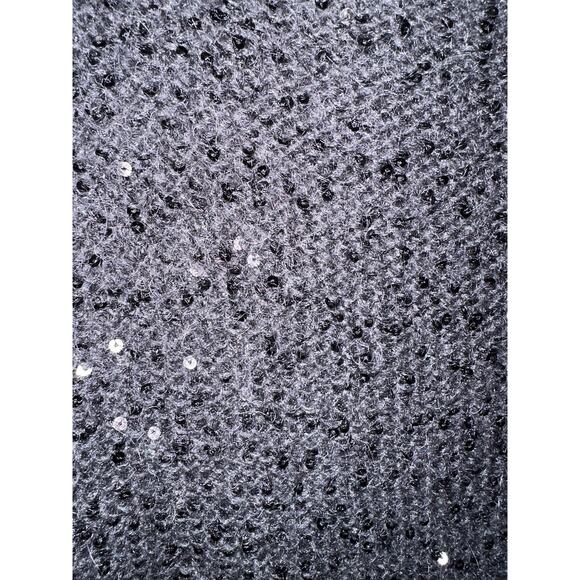 ANN TAYLOR Pullover Charcoal Black Fuzzy Sweater with Sequins Size Small - Picture 3 of 5